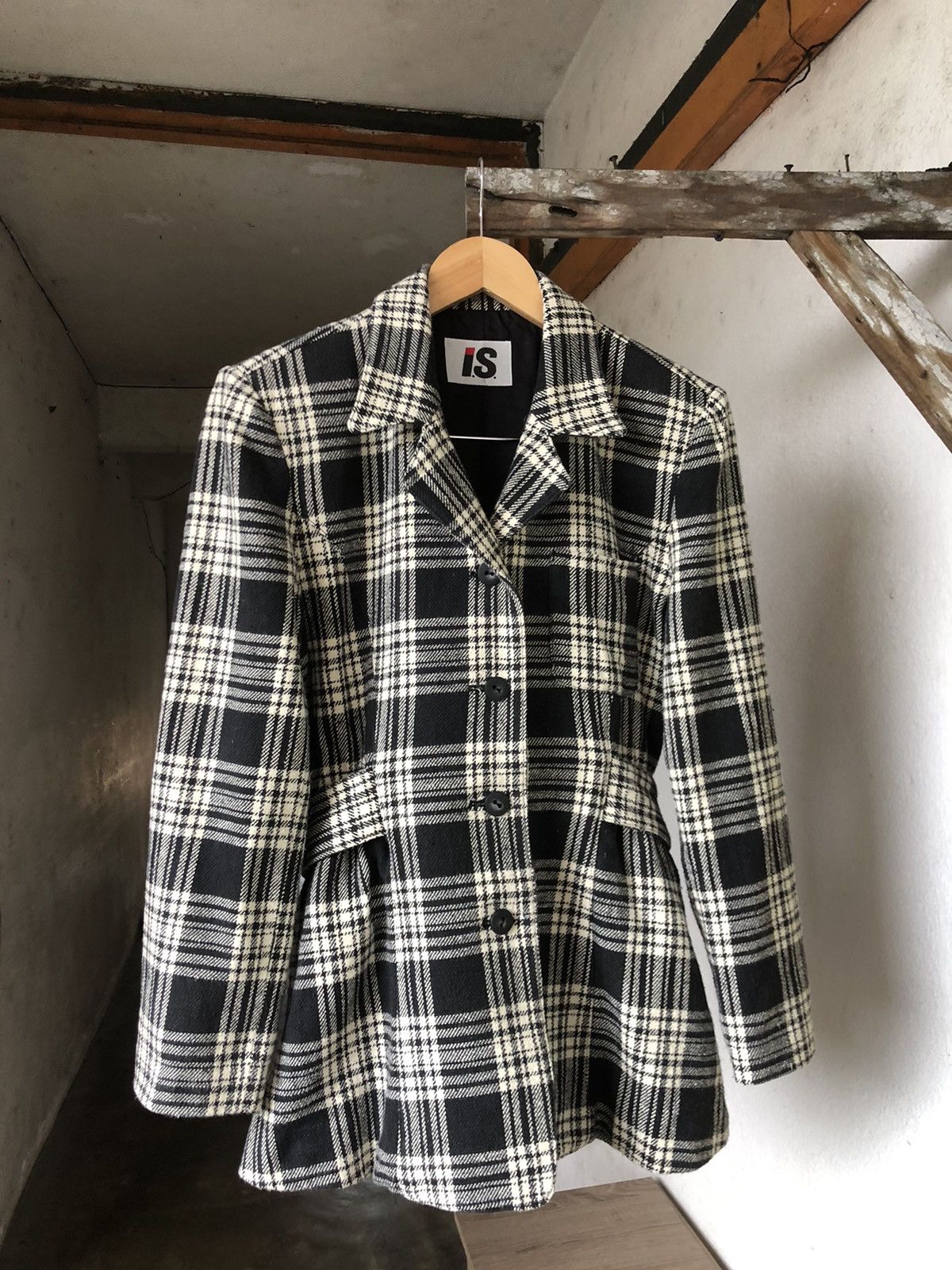 Issey Miyake Vintage Issey Miyake IS Cotton Checked Coat Jacket Size M / US 6-8 / IT 42-44 - 6 Thumbnail