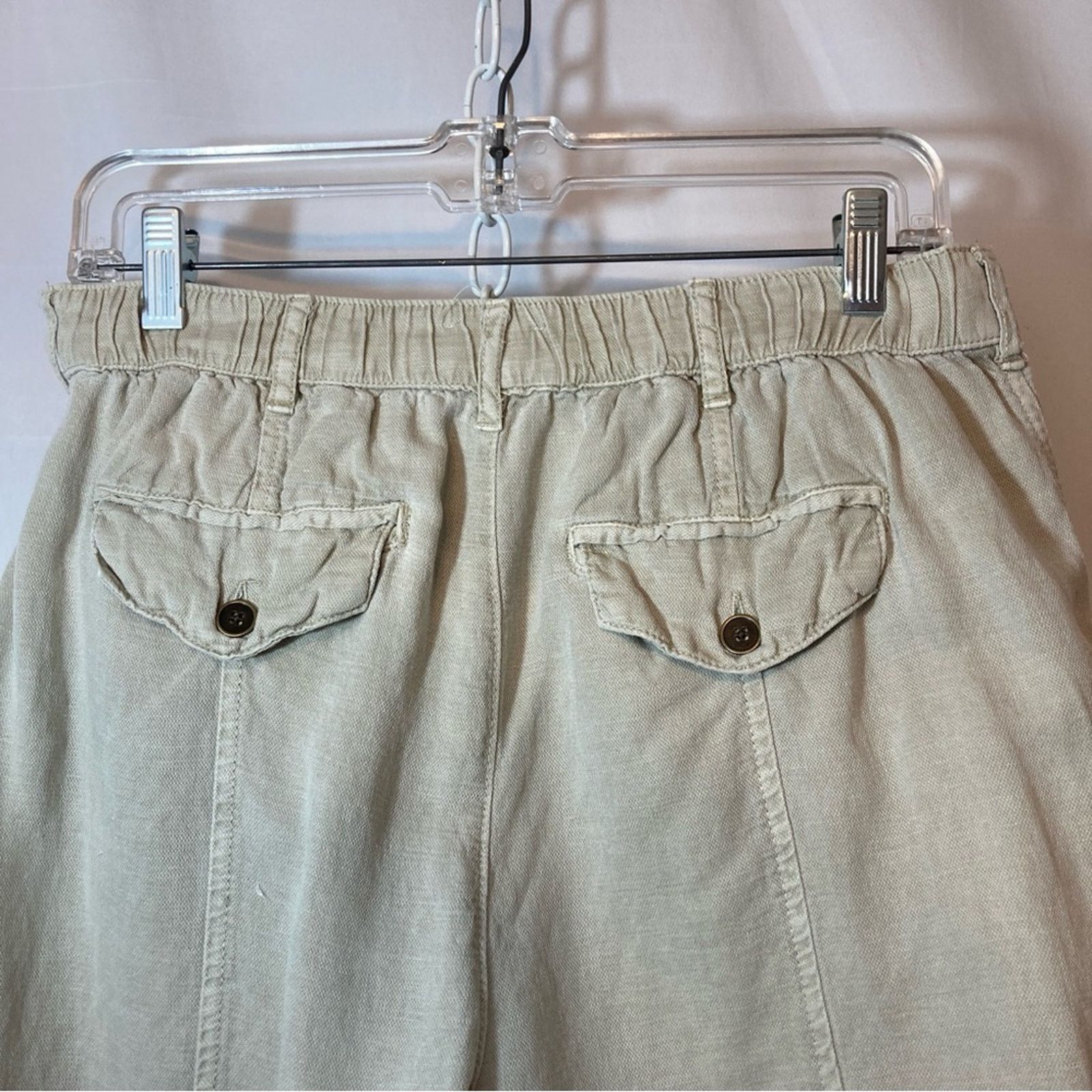 Nicole Miller Nicole Miller Linen Lyocell Cuffed Khaki Tan Cargo Pants Size 30" / US 8 / IT 44 - 8 Thumbnail