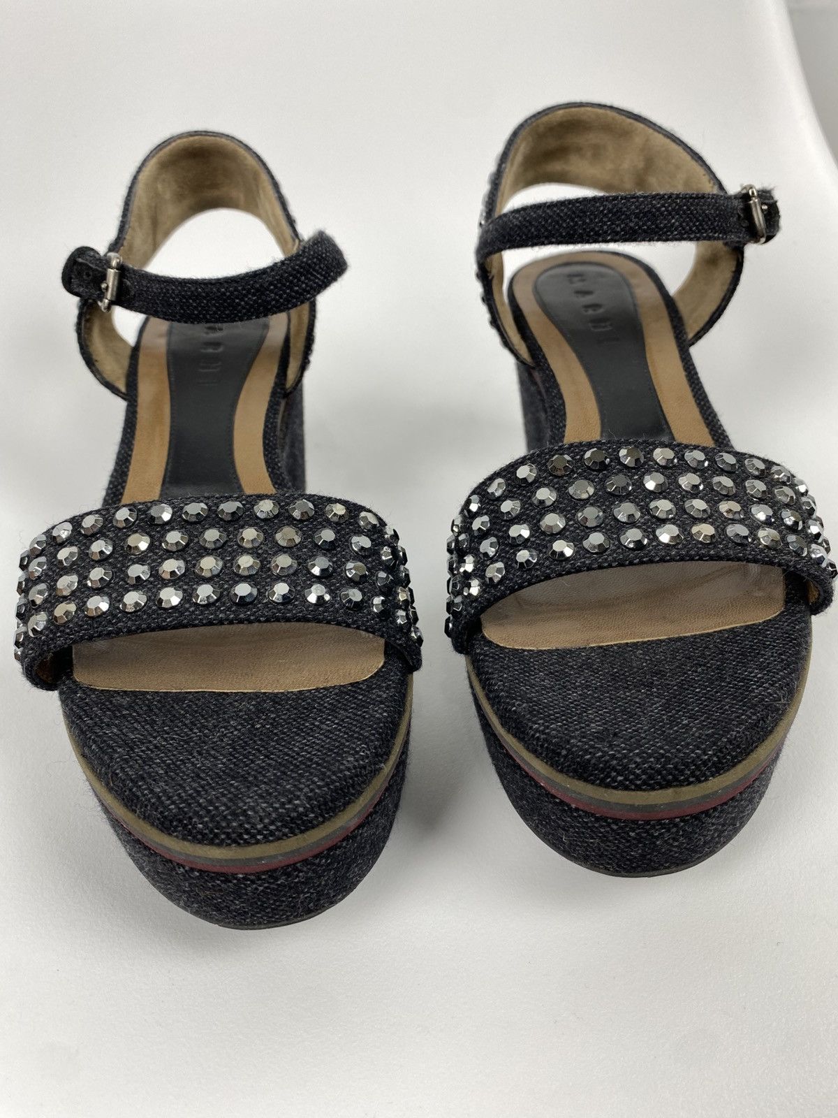 Marni Marni Studded Denim Ankle Strap Wedge Sandals size 39 Size US 9 / IT 39 - 5 Thumbnail
