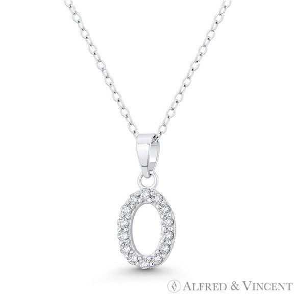 Other Initial "O" CZ Crystal Pendant w/ Cable Chain Necklace Size ONE SIZE - 1 Preview