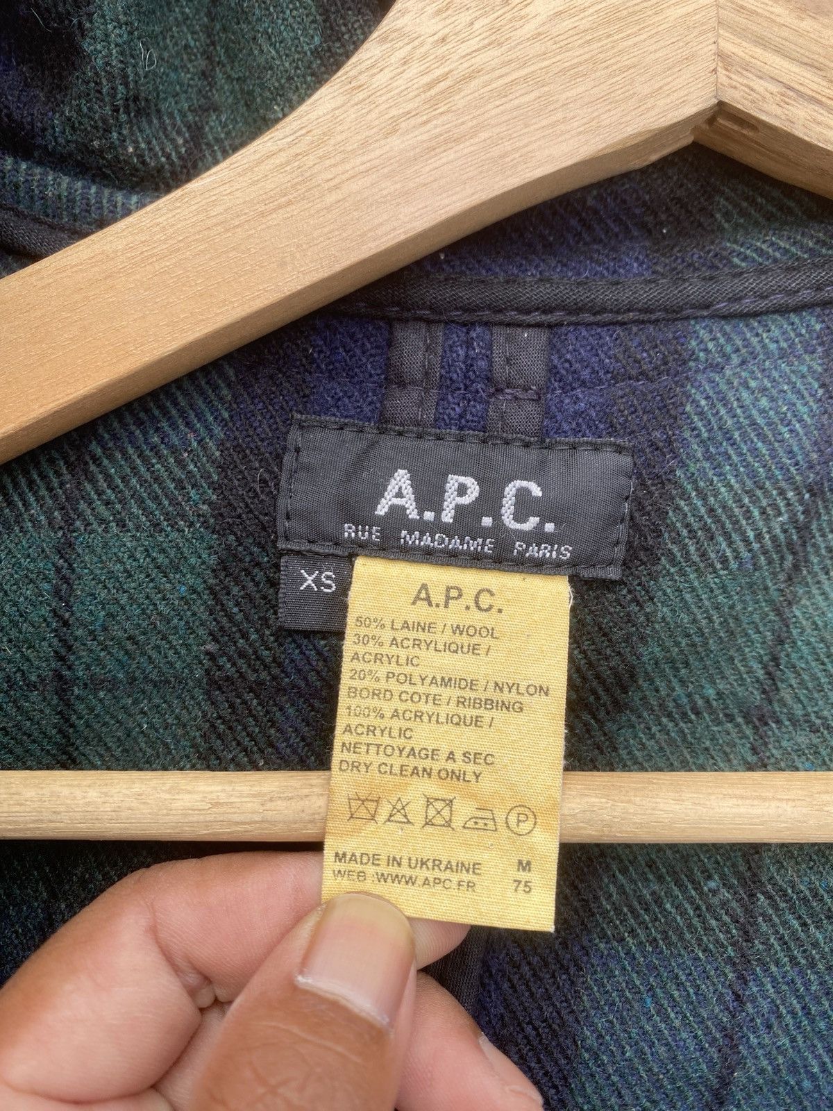 A.P.C. Rare Vintage A.P.C Checkered Wool Hooded Jacket Size US XS / EU 42 / 0 - 11 Thumbnail