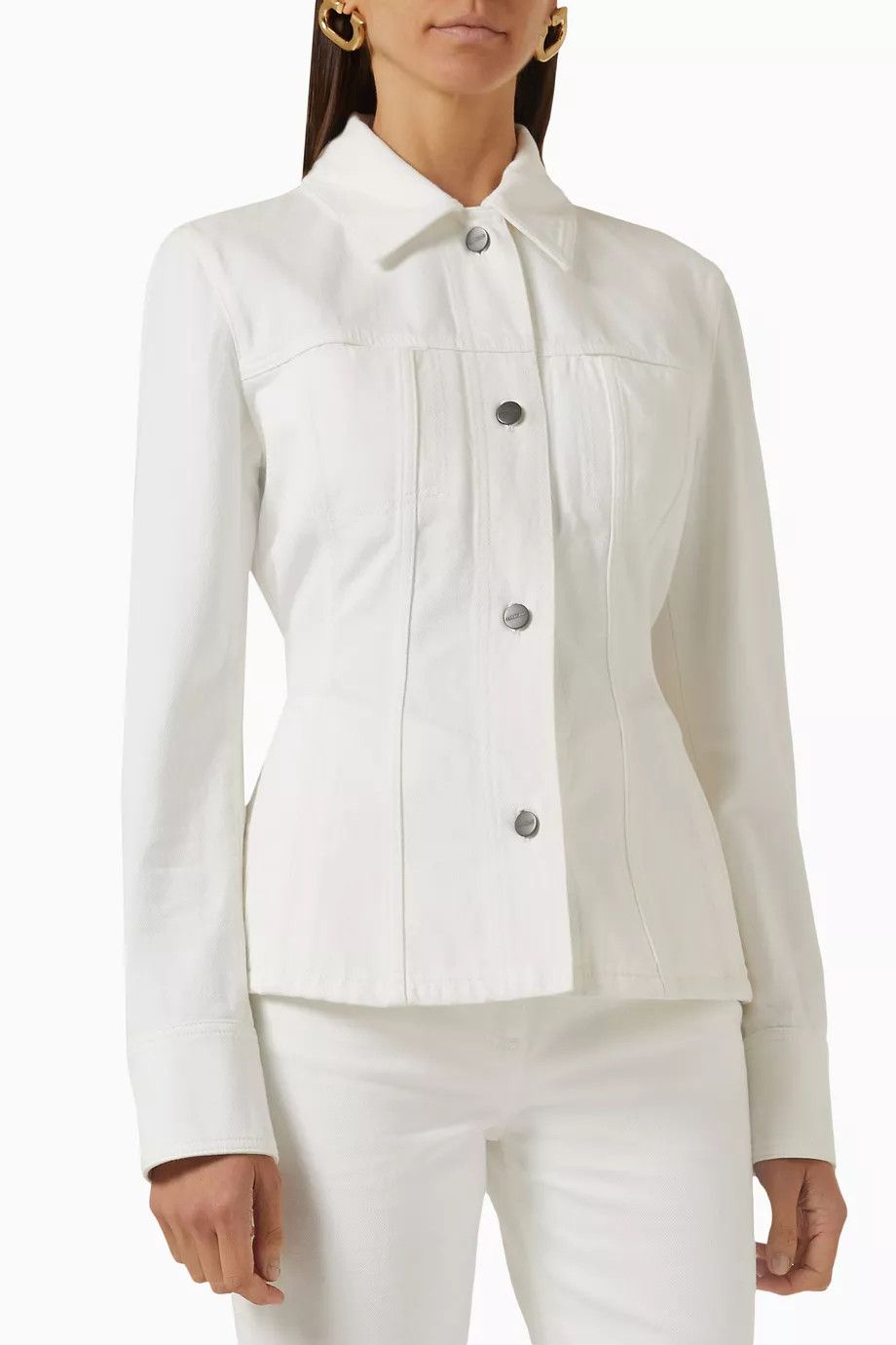 Salvatore Ferragamo o1s1rm1224 Denim Jacket in White Size XL / US 12-14 / IT 48-50 - 2 Thumbnail
