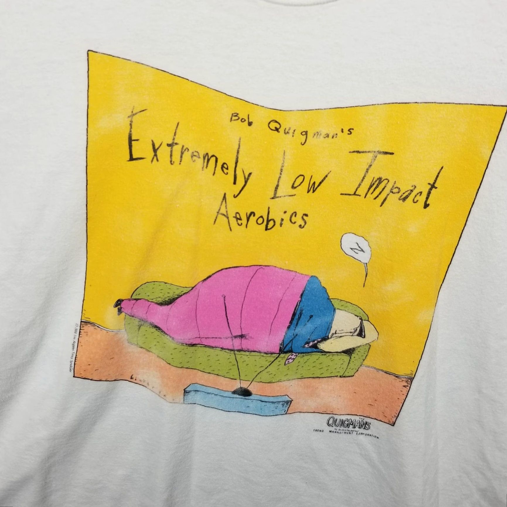 Vintage VINTAGE Quigmans 90s Men's XL Cotton Graphic Tee White Sportswear/Beach Comic Made in USA Size US XL / EU 56 / 4 - 2 Thumbnail