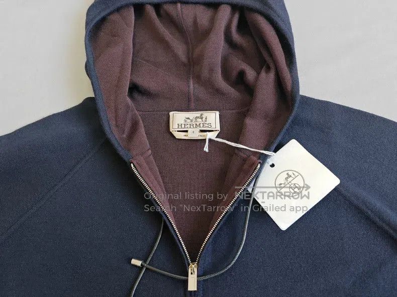 Other Hermes Cowl-neck sweater zipper knit jacket, navy blue, 80 Size US S / EU 44-46 / 1 - 2 Thumbnail