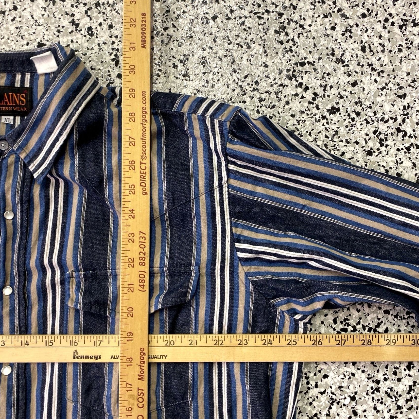 Vintage VINTAGE Plains Western Wear Mens XL Pearl Snap Denim Shirt Blue Size US XL / EU 56 / 4 - 3 Thumbnail