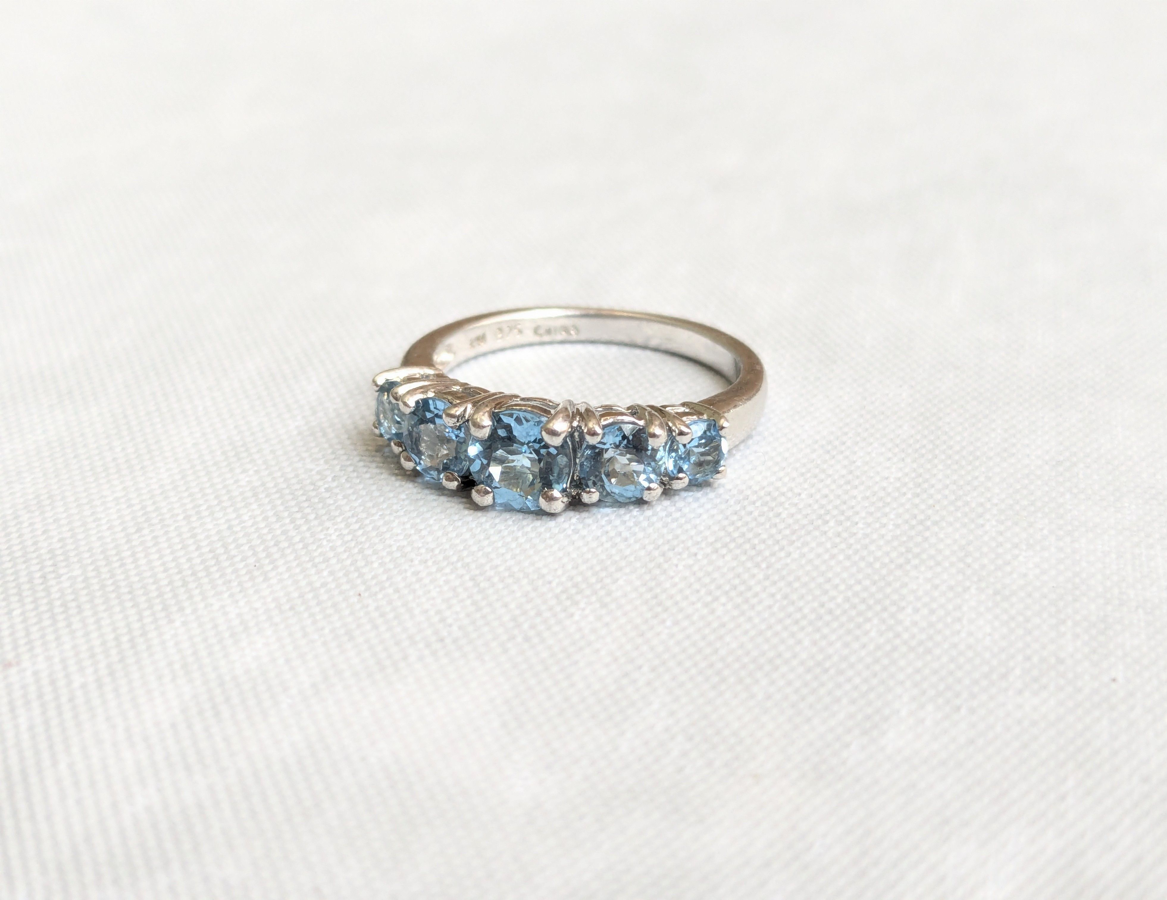 Jewelry Vintage Sterling Silver Ring Blue Topaz 6.75 Size ONE SIZE - 4 Thumbnail
