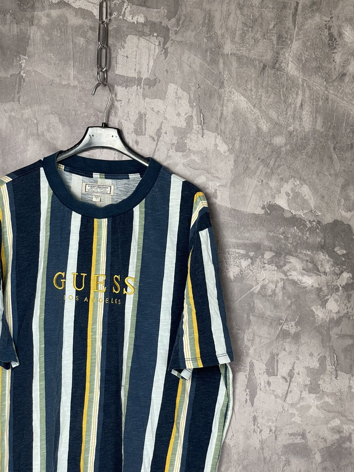A$AP Rocky × Guess × Vintage Vintage GUESS like ASAP ROCKY Striped Spellout T Shirt Size US L / EU 52-54 / 3 - 4 Thumbnail