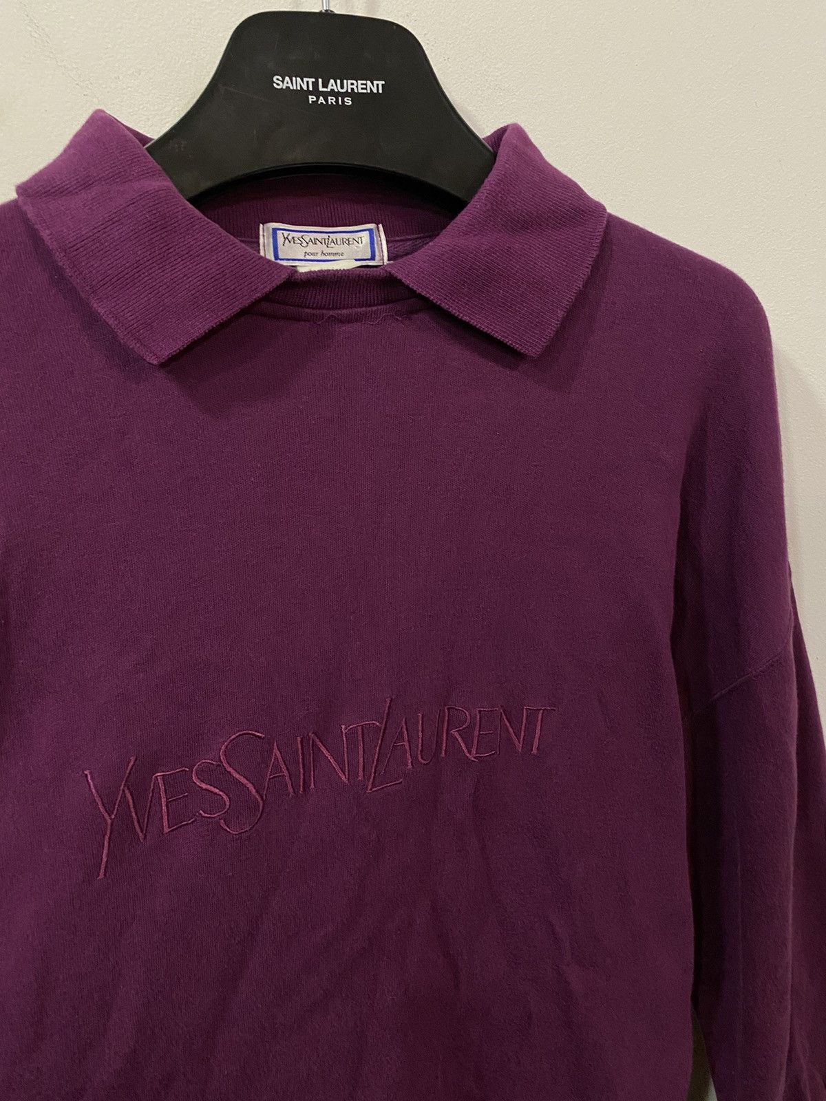 Yves Saint Laurent Magenta 90’s YSL Sweatshirt Big Logo Size US L / EU 52-54 / 3 - 1 Thumbnail