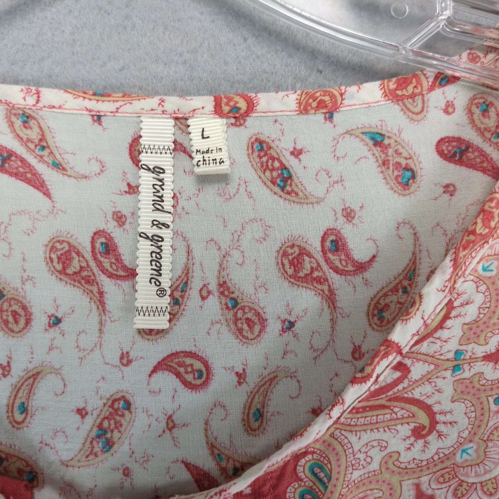 Anthropologie Grand & Greene Orange Floral Paisley Blouse Sz L Puff Sleeve Size L / US 10 / IT 46 - 3 Thumbnail