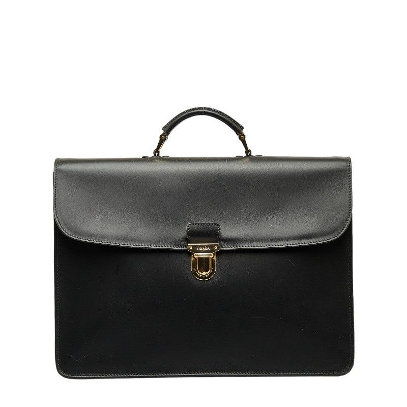 image of Prada Leather Briefcase in Black, Women's