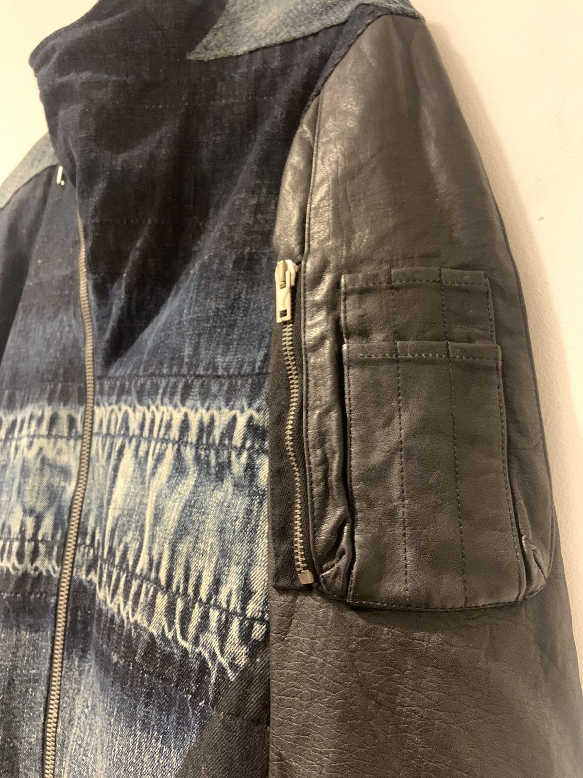 Rick Owens Rick Owens RELEASE SS10 Denim Jacket with Leather Sleeves Size US S / EU 44-46 / 1 - 7 Thumbnail