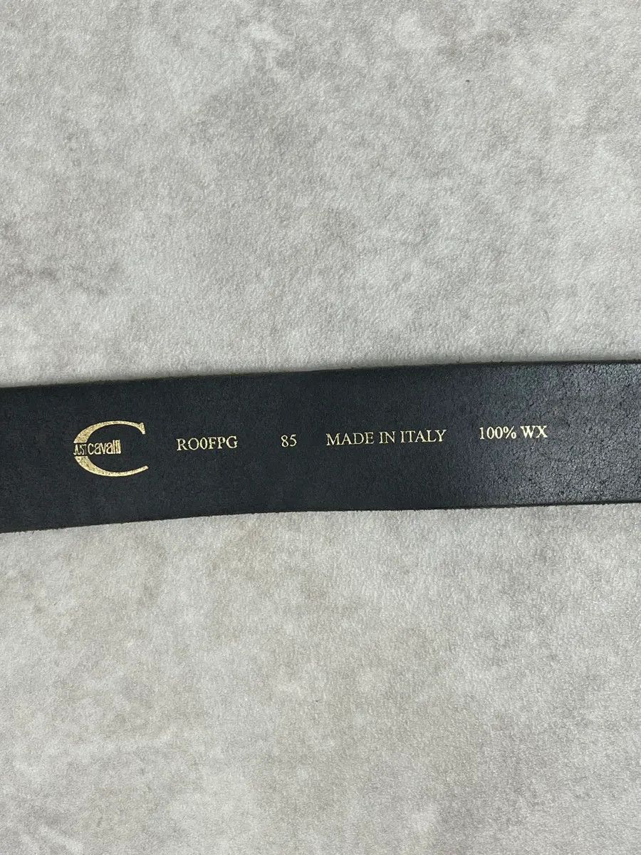 Just Cavalli 2000s Cavalli Leaves Logo Buckle Black Leather Belt Size ONE SIZE - 7 Thumbnail