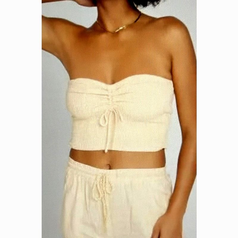 Other Cropped Tube Top Smocked Stretch Bow L*Space Top Melon S Size S / US 4 / IT 40 - 7 Thumbnail