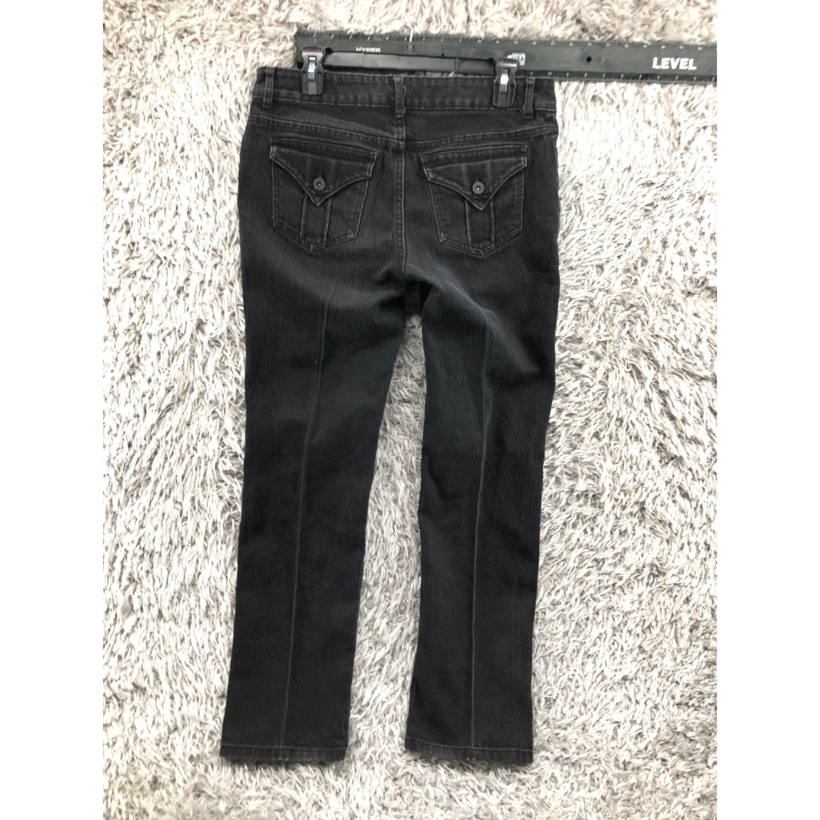 Vera Wang Vera Wang Simply Jeans Women Dark Wash Black 8 Regular 31 Inseam 5-Pocket Straight Denim Cotton Zipper Button Logo Belt Loops Vintage No Flaw Size 30" / US 8 / IT 44 - 6 Thumbnail