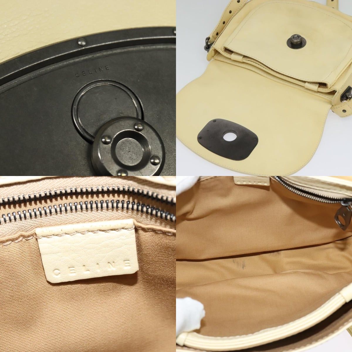 Celine CELINE Studs Shoulder Bag Leather Cream Size ONE SIZE - 11 Thumbnail