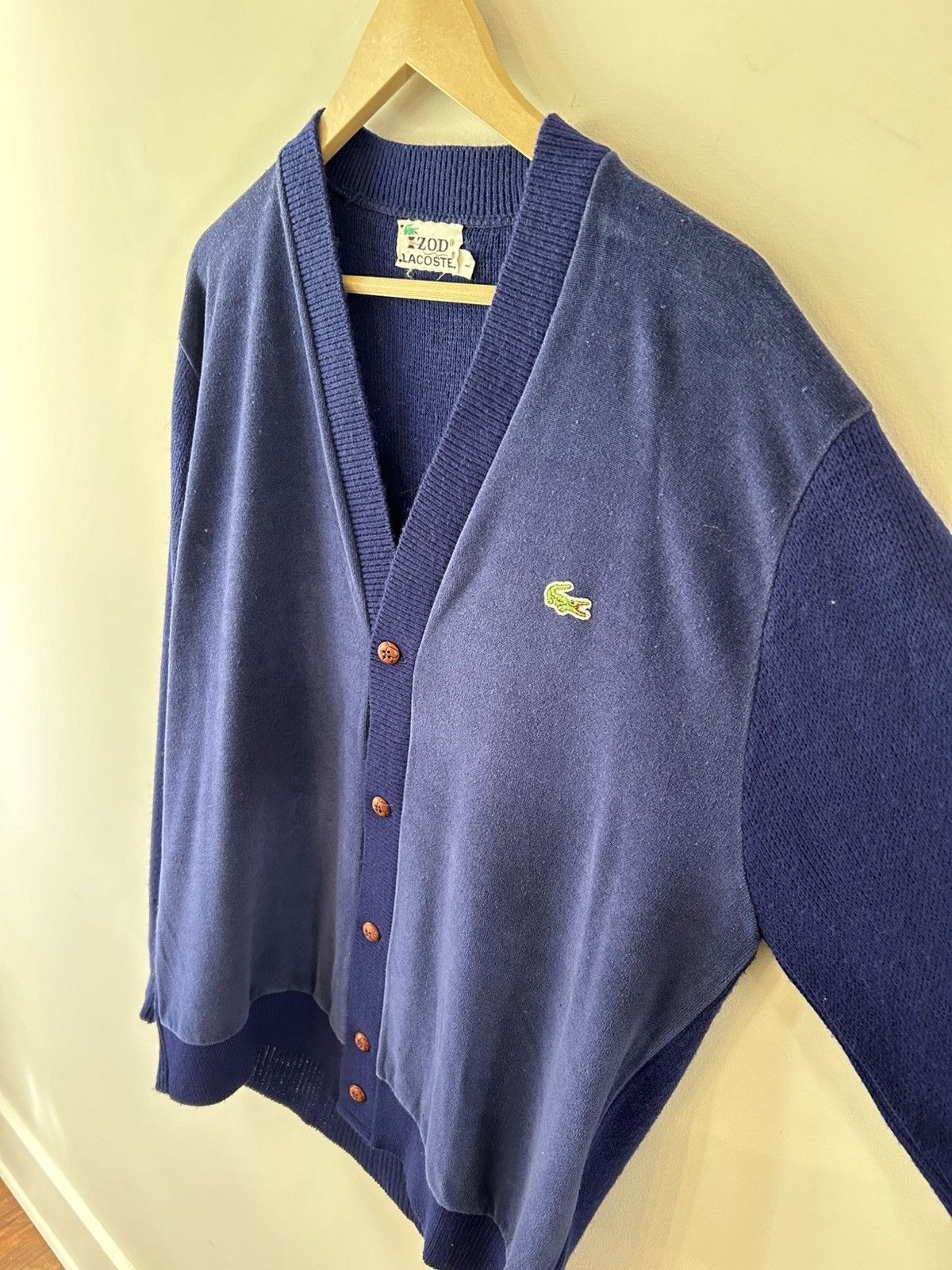Izod × Lacoste VTG 70s 80s Izod Lacoste Blue Velour Knit Cardigan Sweater Size US L / EU 52-54 / 3 - 5 Thumbnail