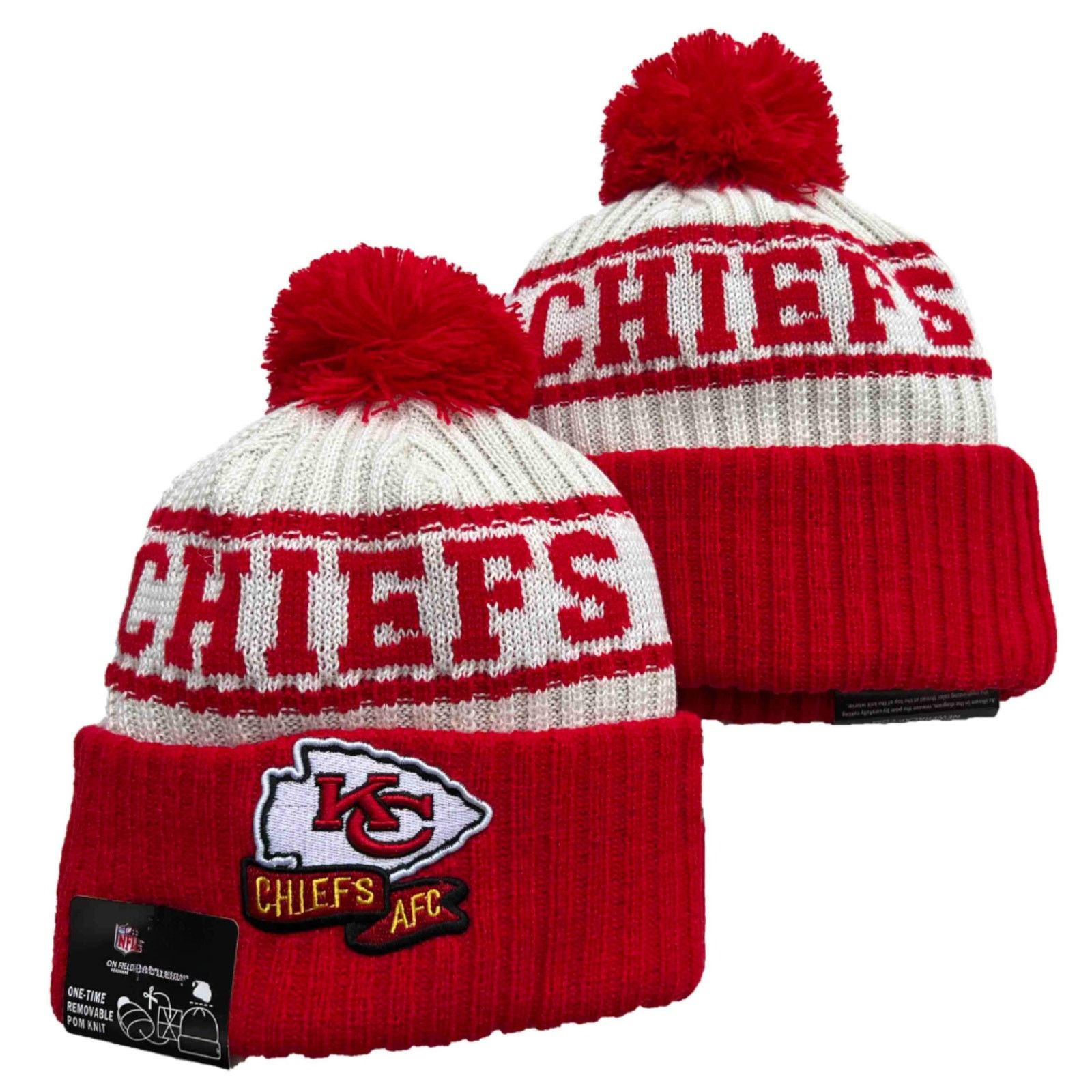 Other NWT Kansas City Chiefs Sports Knit Pom Beanie Fleece Lining Size ONE SIZE - 1 Thumbnail