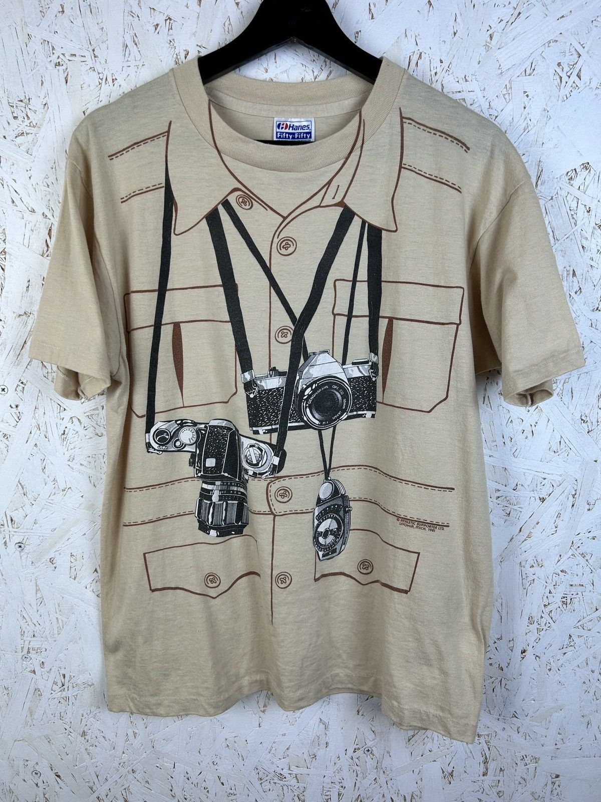Vintage 80s Vintage 1981 Japanese Gengiskhan Camera Promo T-Shirt Size US M / EU 48-50 / 2 - 1 Thumbnail
