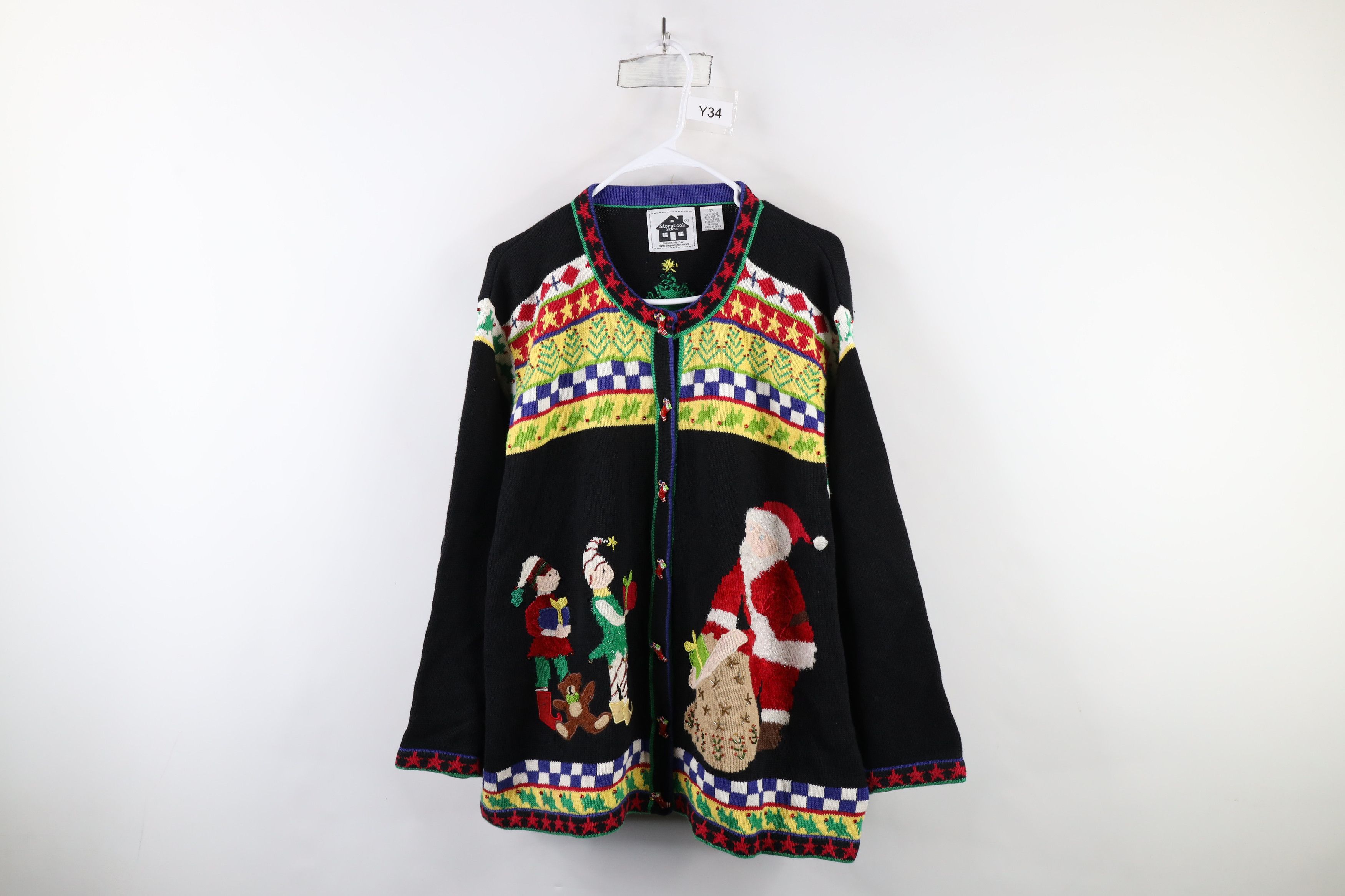 Vintage Vintage 90s Streetwear Elf All Over Print Cardigan Sweater Size 3XL / US 20-22 - 1 Thumbnail