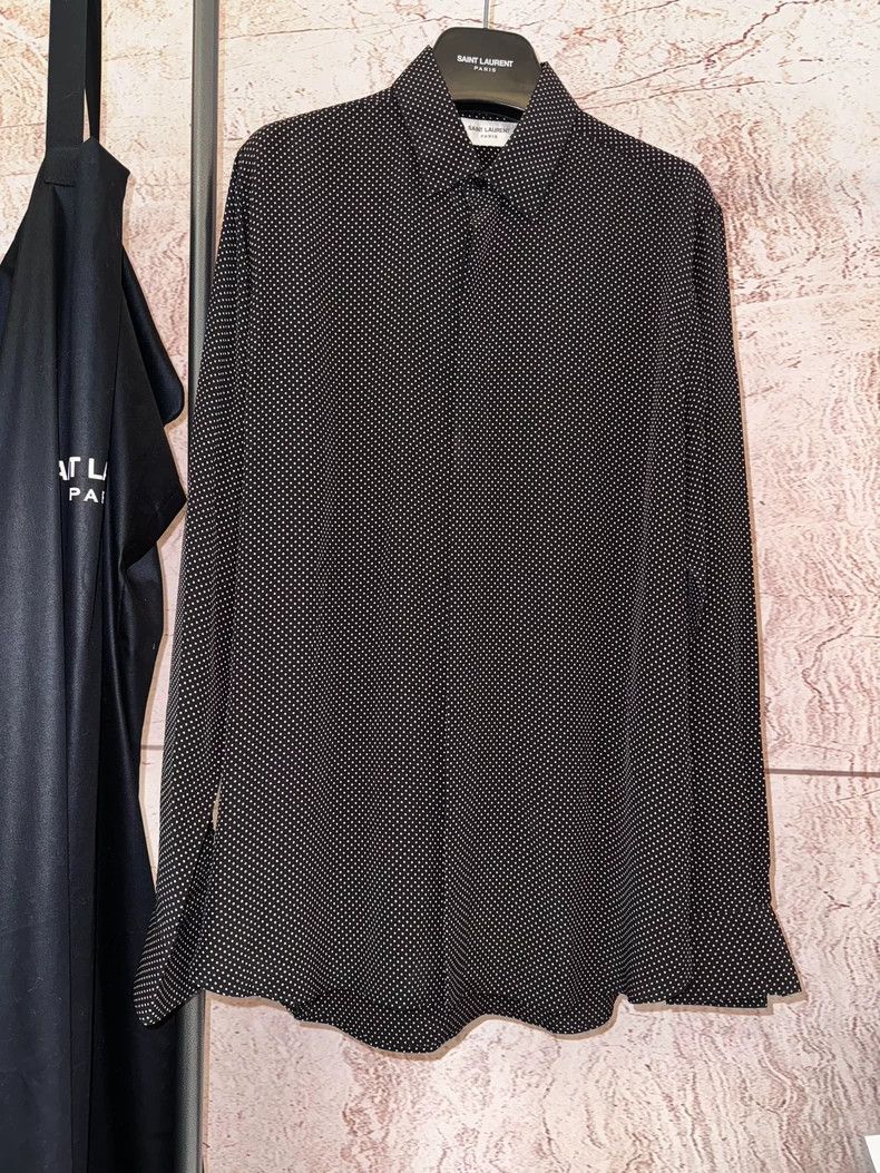 Saint Laurent Paris Saint Laurent Polka Dot Silk Button-Up Shirt Size US L / EU 52-54 / 3 - 1 Thumbnail