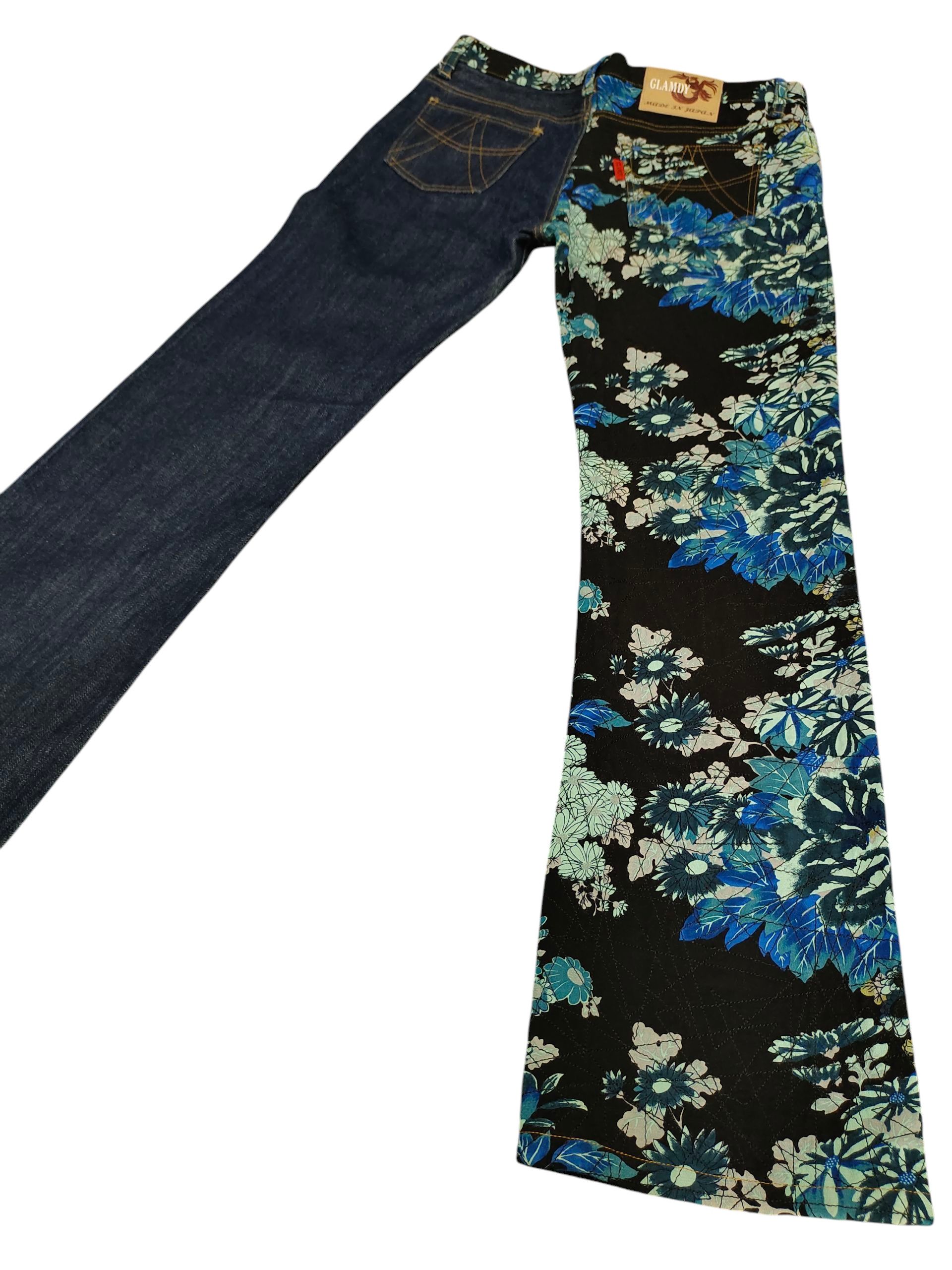 Flare Jeans Glamdy Japan Patchwork Stitch Denim Bootcut Y2k