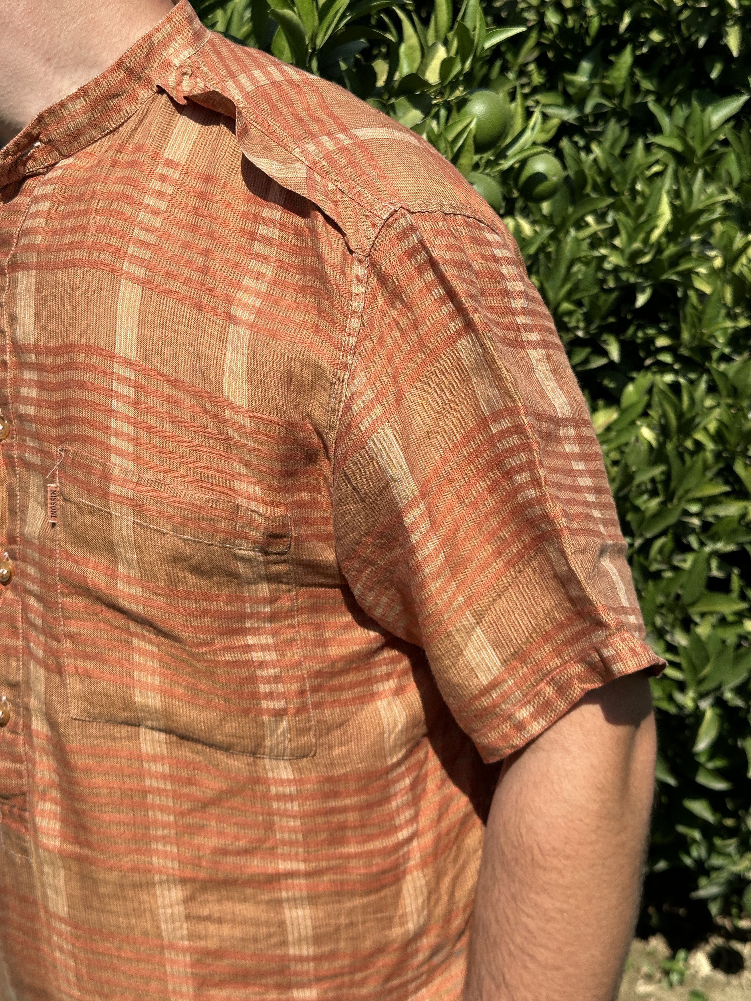 Missoni Missoni Uomo Check CasualDress Shirt Flax Linen Retro Size L Size US L / EU 52-54 / 3 - 12 Thumbnail