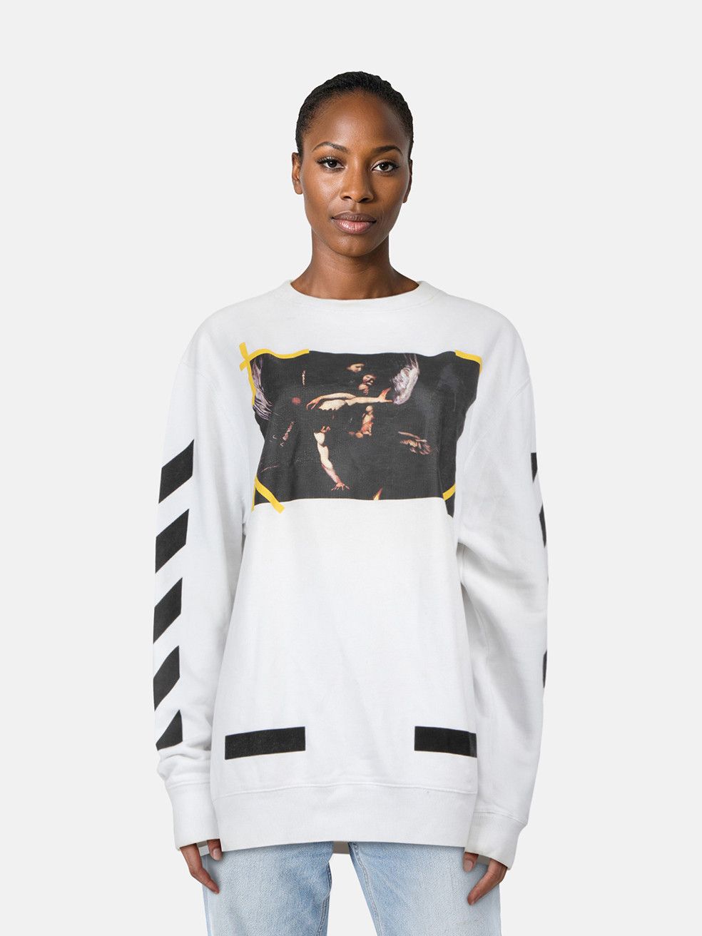 Off-White White Caravaggio Crewneck Sweatshirt Size M / US 6-8 / IT 42-44 - 1 Thumbnail