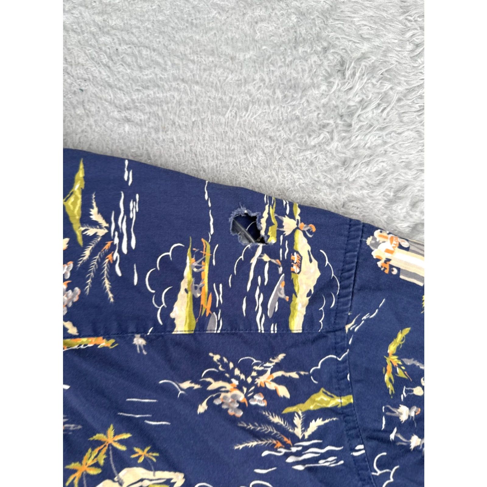 Old Navy VINTAGE Old Navy Shirt Men XL Blue Palm Surf Luau Hawaiian Cotton Button-Up Short Sleeve Reg Regular 44in Chest Mens Size US XL / EU 56 / 4 - 2 Thumbnail