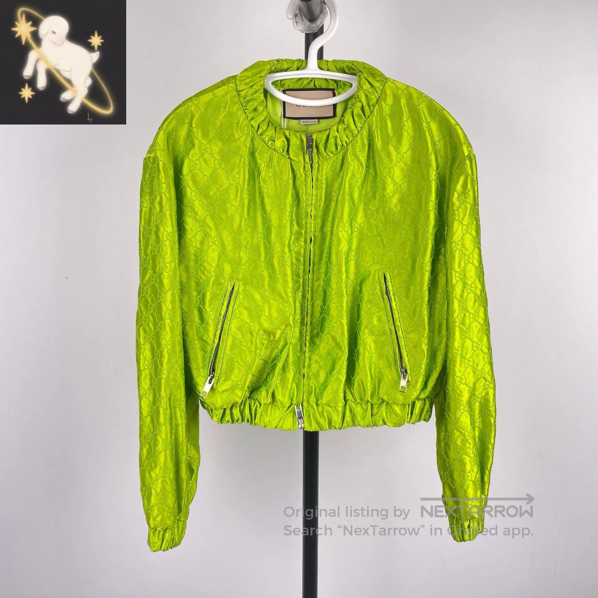 Gucci Guicci Neon green full print casual jacket short top| Size XS / US 0-2 / IT 36-38 - 1 Thumbnail