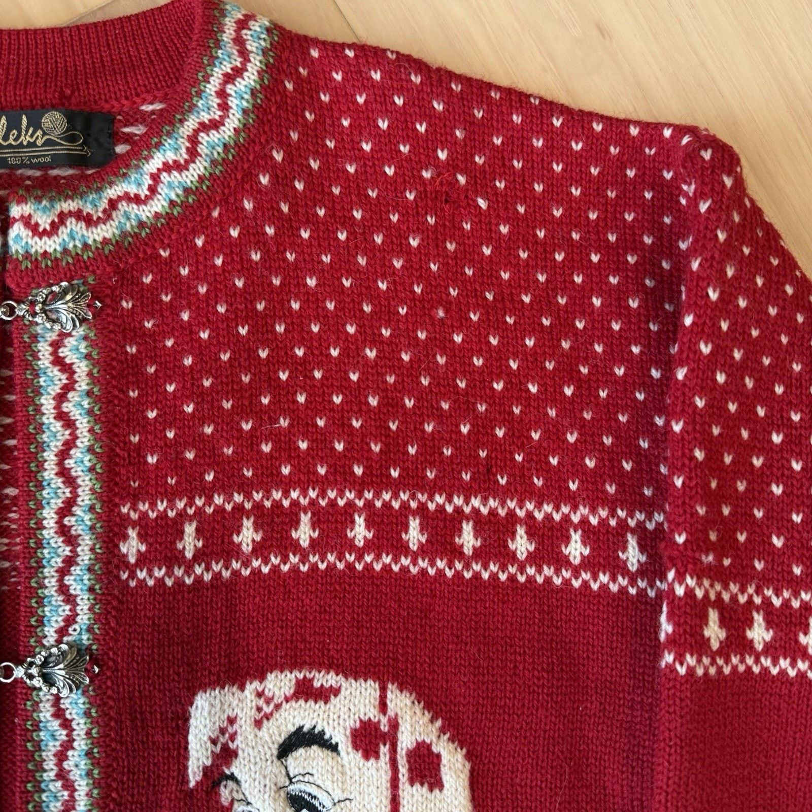 Vintage Vintage Dalmatians Cardigan Women's Small Red Wool Nordic Size S / US 4 / IT 40 - 5 Thumbnail