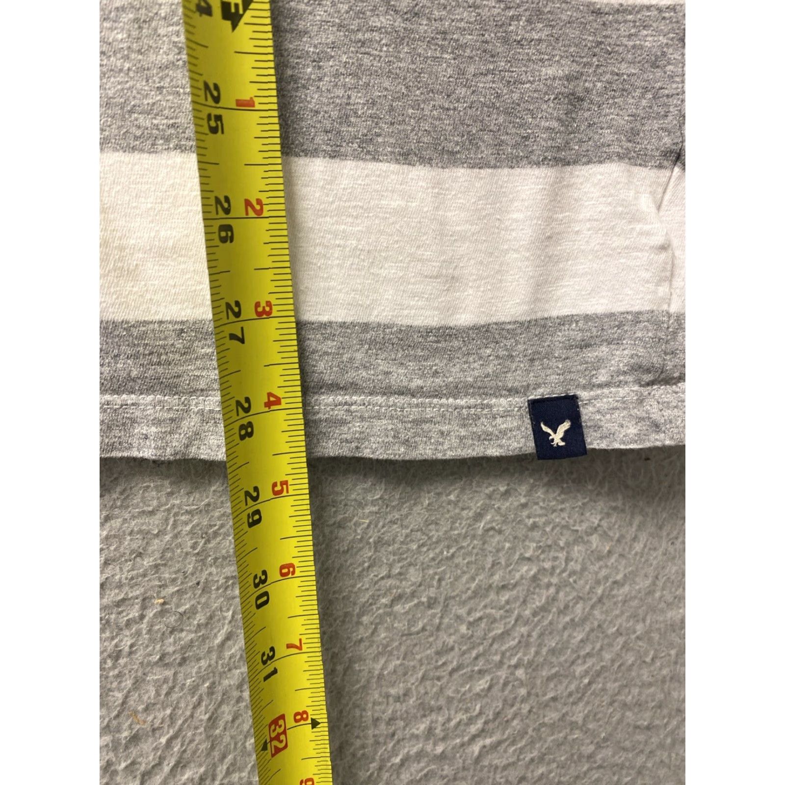 American Eagle Outfitters American Eagle Shirt Men's L Striped Gray Logo Pocket Tee Cotton Blend Classic Size US L / EU 52-54 / 3 - 6 Thumbnail