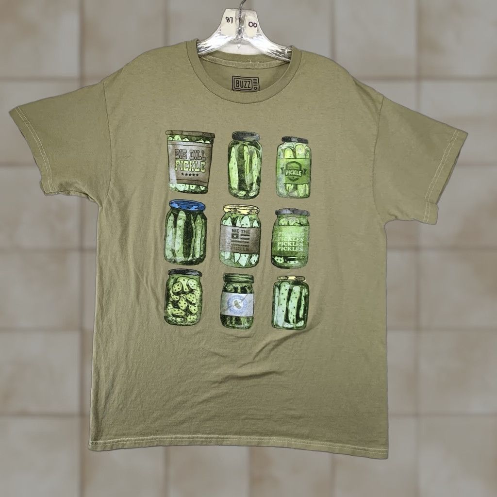 Etro Buzz Retro Canned Pickle T-Shirt Adult Large All Cotton Unisex Summer Spring Funny Nature Retro Graphic Print Size US L / EU 52-54 / 3 - 1 Thumbnail