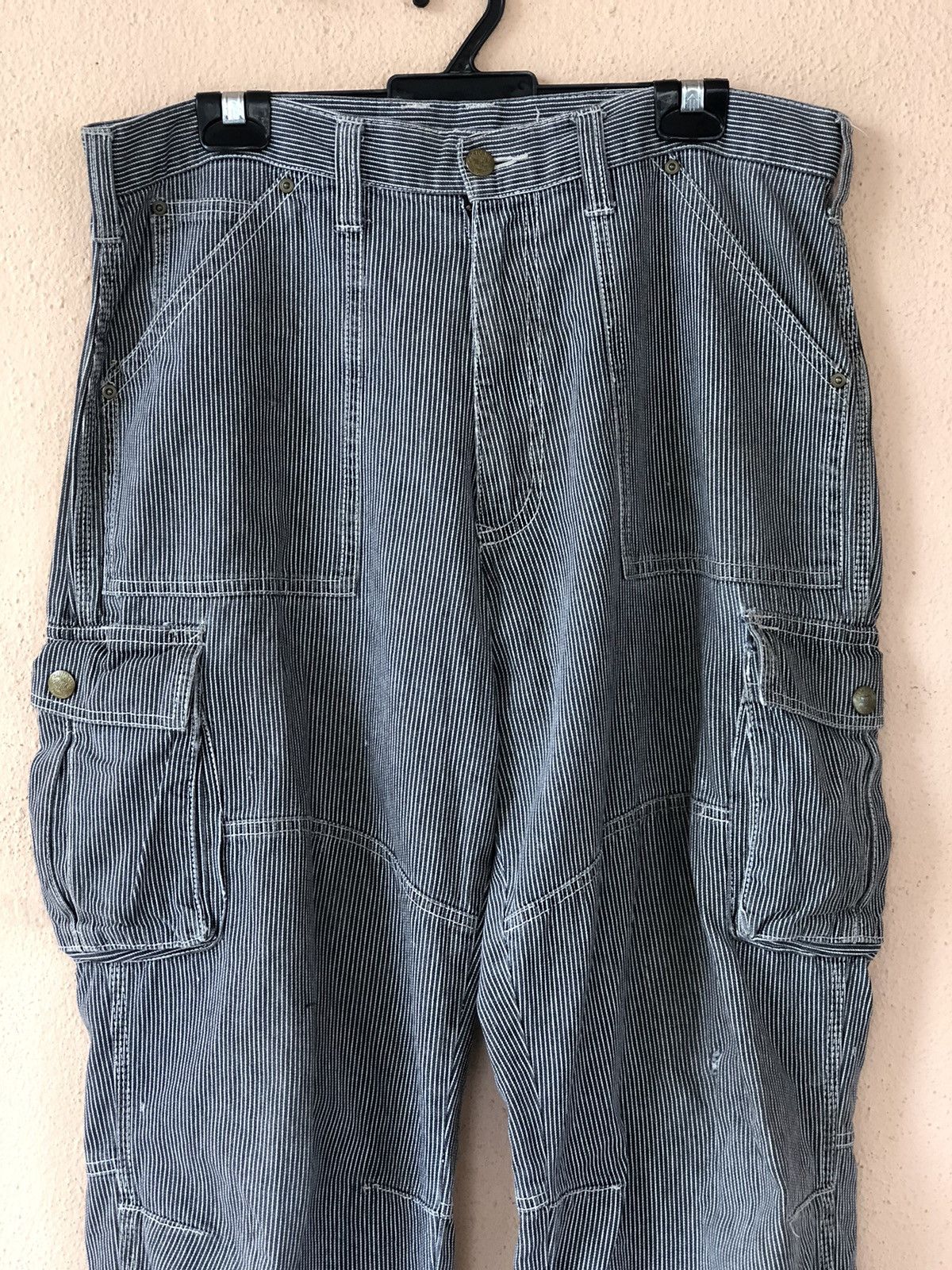Japanese Brand × Vintage Vintage DOGMAN Small Stripe Cargo Pant Size US 35 - 3 Thumbnail