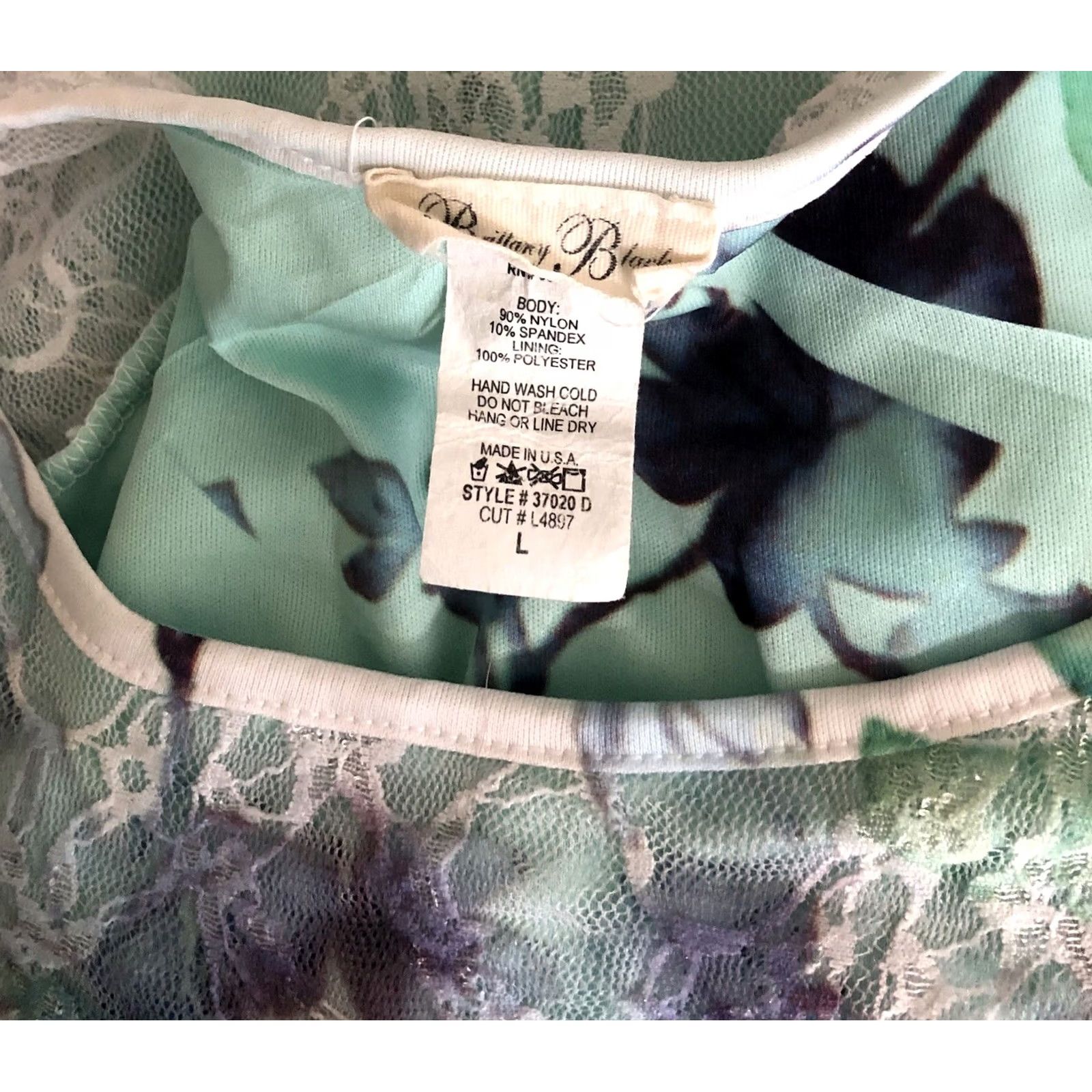 Vintage Vintage Hi Lo Lace Top L Green Purple Tie-Dye 90s Artsy Hippie Coquette Size L / US 10 / IT 46 - 4 Thumbnail