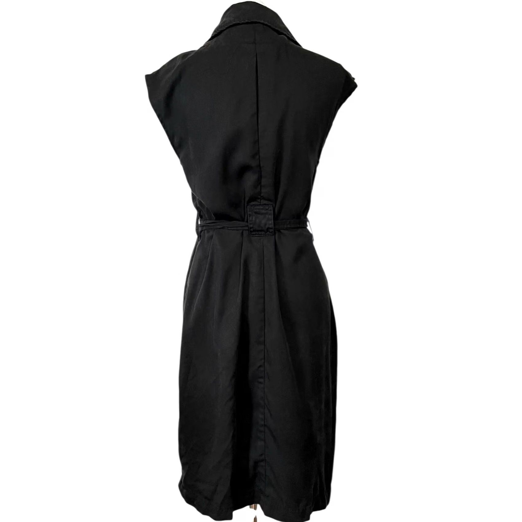 Vintage Tahari Black Lyocell Long Vest Belted Pockets Notch Collar Lightweight Womens M Vest Size M / US 6-8 / IT 42-44 - 6 Thumbnail