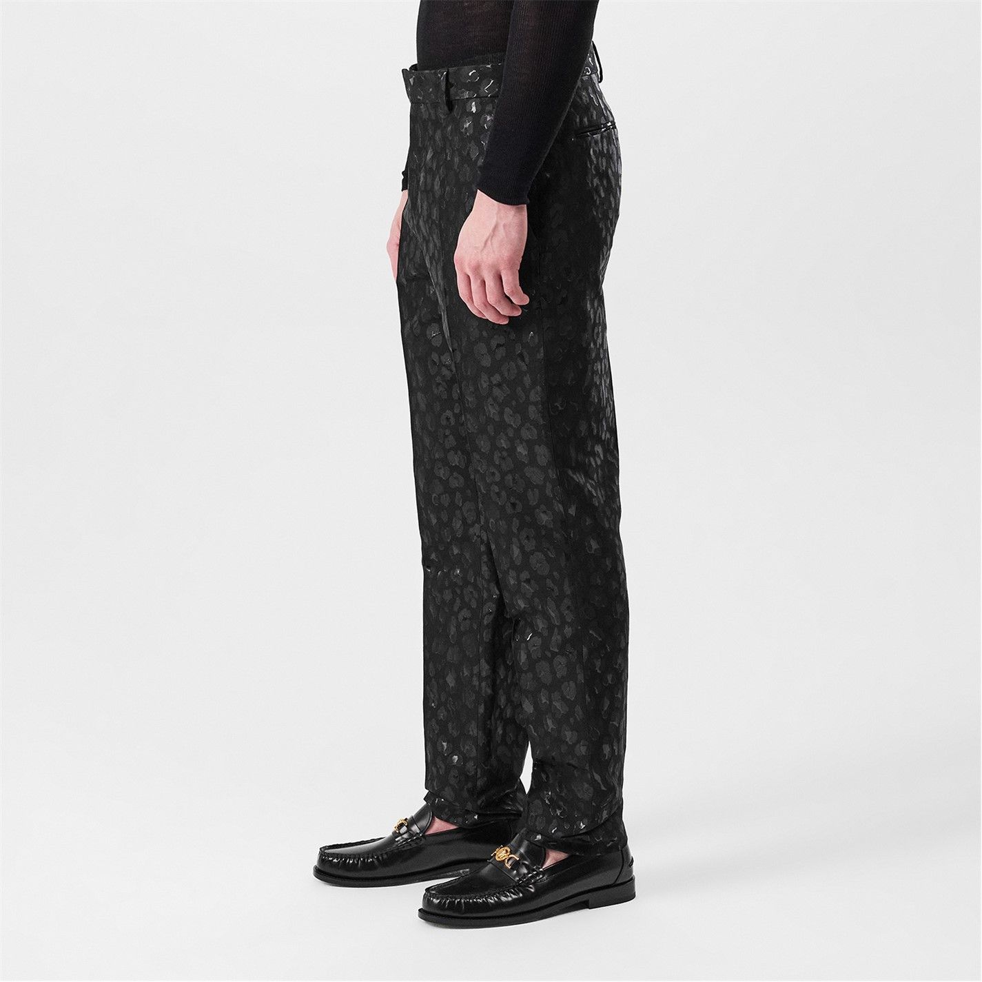 Versace o1g2r1mq0526 Leopard-Print Trousers in Black Size US 34 / EU 50 - 6 Thumbnail
