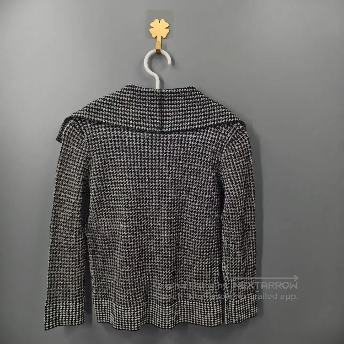 Dior Dior Houndstooth Bow Collar Wool Knit Sweater| Size XXS / US 00 / IT 34 - 2 Thumbnail
