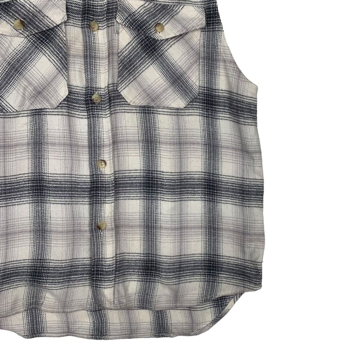 Japanese Brand PRACT STUDIO Shadow Plaid Sleeveless Flannel #0090-C6 Size US L / EU 52-54 / 3 - 5 Thumbnail