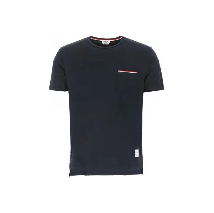Thom Browne Navy Blue Tricolour Accent T-Shirt