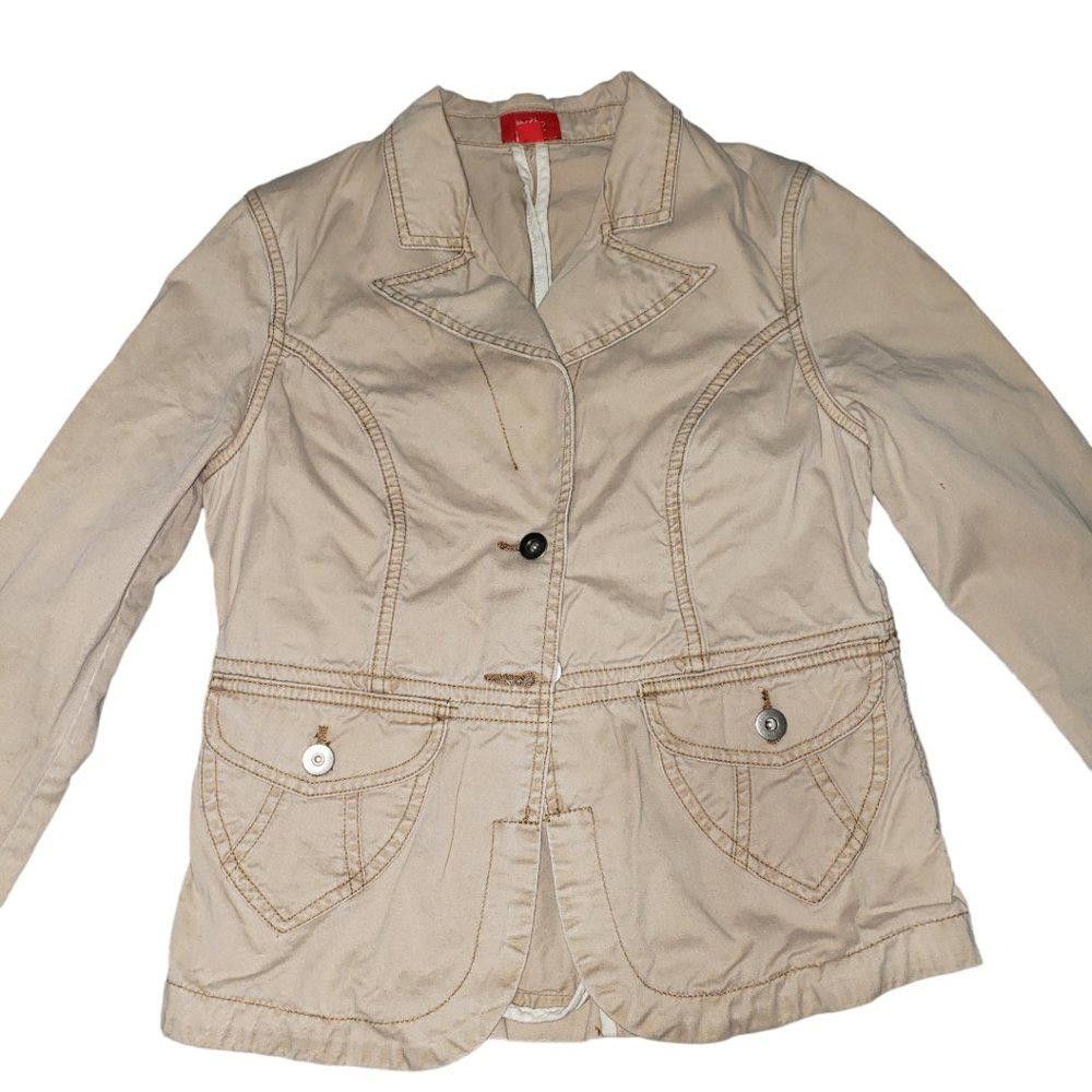 Designer CT182 Ladies Mossimo Long Sleeve Tan Denim Jacket Small Size S / US 4 / IT 40 - 6 Thumbnail
