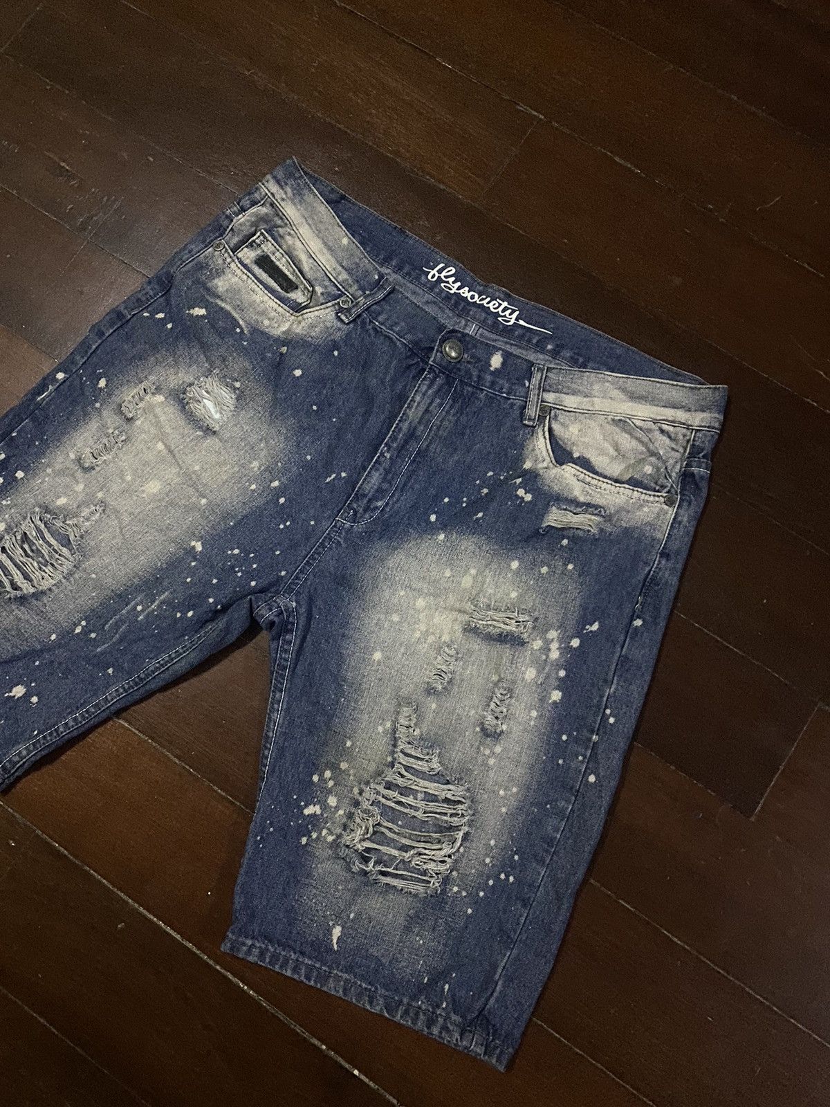 Designer × Japanese Brand Fire 🔥 FLY SOCIETY distressed splatted denim Size US 40 / EU 56 - 3 Thumbnail