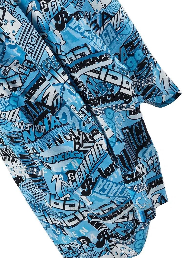 Balenciaga Balenciaga Blue Alphabet Printed Shirt Size XXS / US 00 / IT 34 - 5 Thumbnail