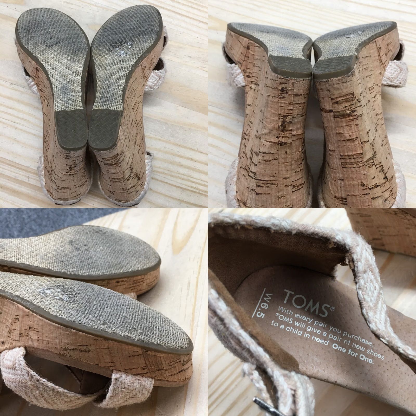 Toms Toms Sandals Women Sienna Ankle Strap Beige Woven Casual Wedge Heels 6.5 301214 Size US 7 / IT 37 - 9 Thumbnail