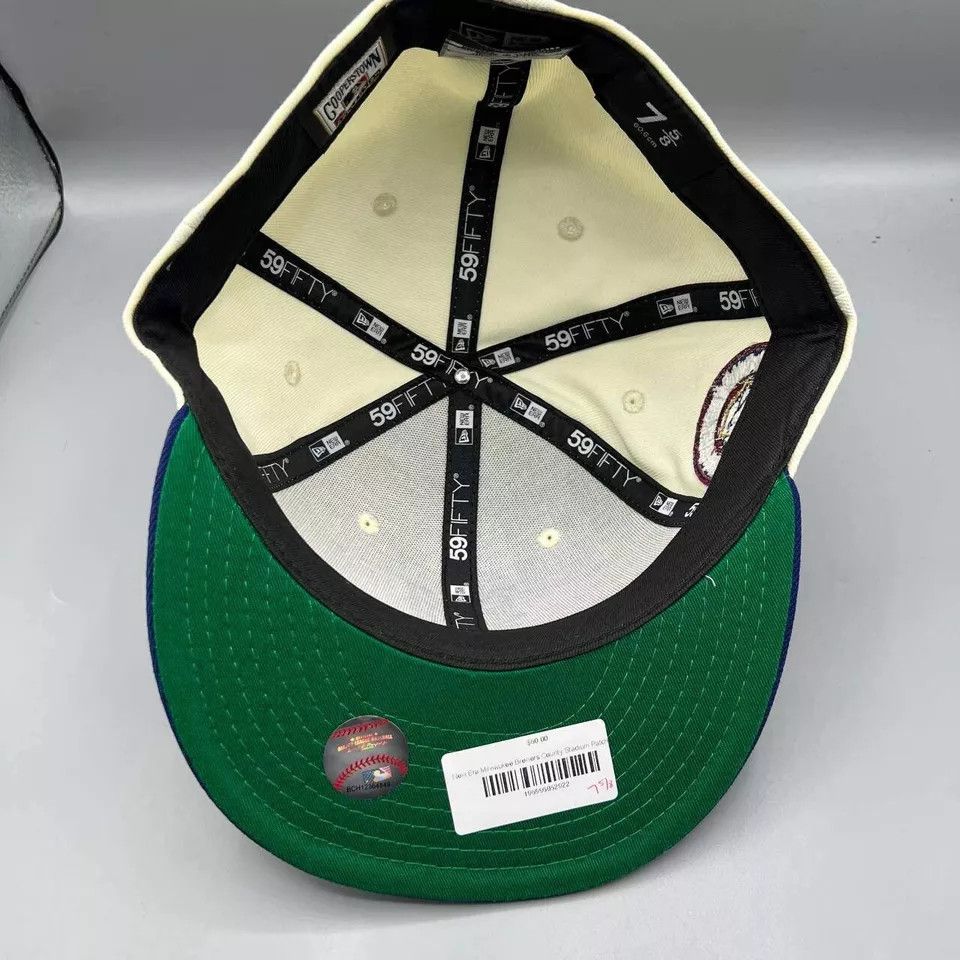 New Era Milwaukee Brewers Hat Men 7 5/8 59Fifty New Era MLB Fitted Size ONE SIZE - 2 Thumbnail