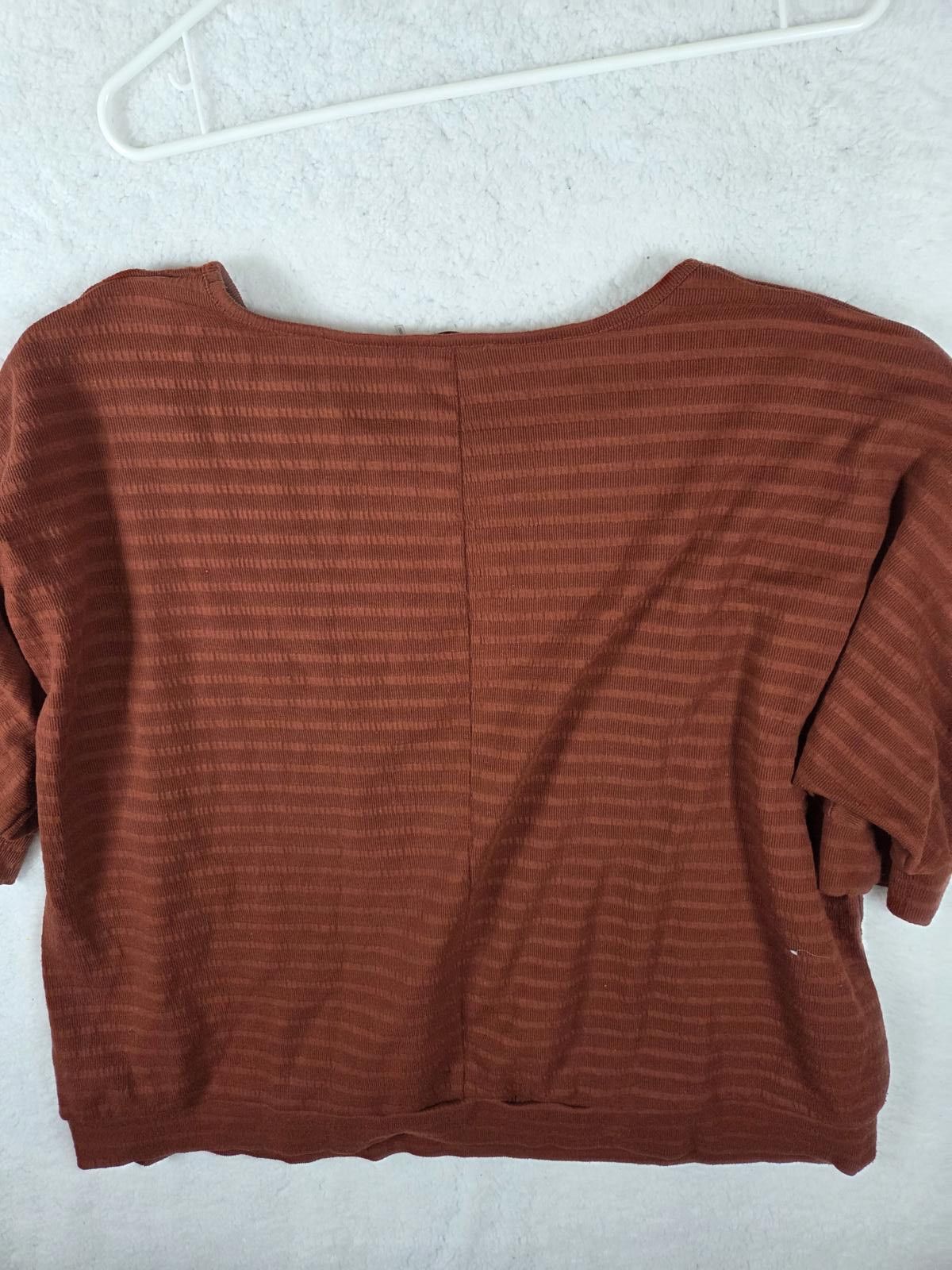 Baldinini Women's Rust Striped Short Sleeve Top Size 2X Size XL / US 12-14 / IT 48-50 - 2 Thumbnail