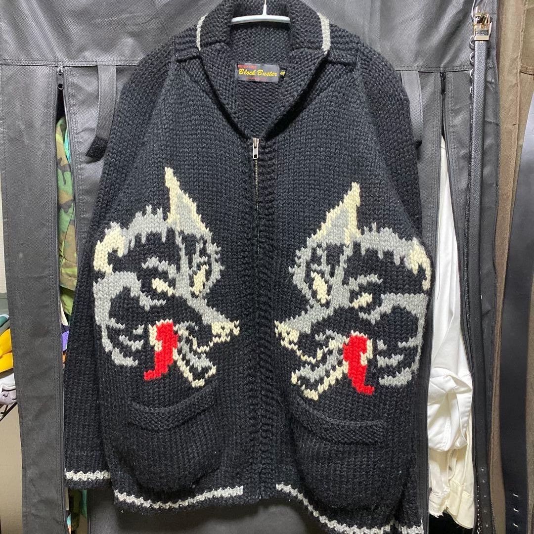 Visvim Black Wolf Pattern Knit Cardigan Size US M / EU 48-50 / 2 - 1 Thumbnail