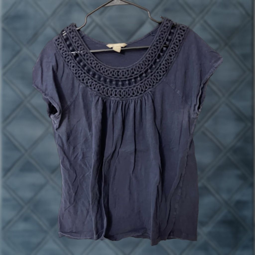 Banana Republic Banana Republic Sleeveless Blouse - Large Navy Blue Casual Womens Size L / US 10 / IT 46 - 1 Thumbnail