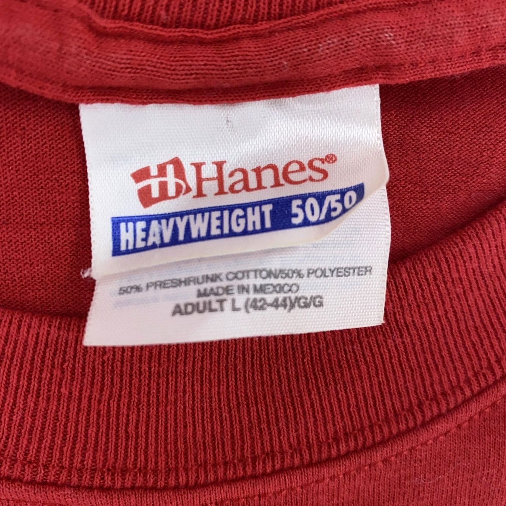 Hanes Hanes Shirt Mens Large Red Heavyweight 50/50 Crewneck Vintage Blank Tee Size US L / EU 52-54 / 3 - 7 Thumbnail