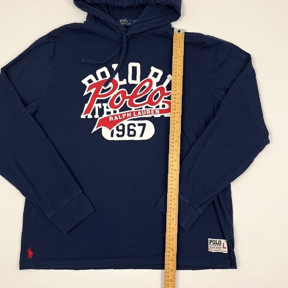 Polo Ralph Lauren Polo Ralph Lauren Hoodie Adult Large Navy Blue Lightweight Pullover Graphic Prep Mens Size US L / EU 52-54 / 3 - 6 Thumbnail
