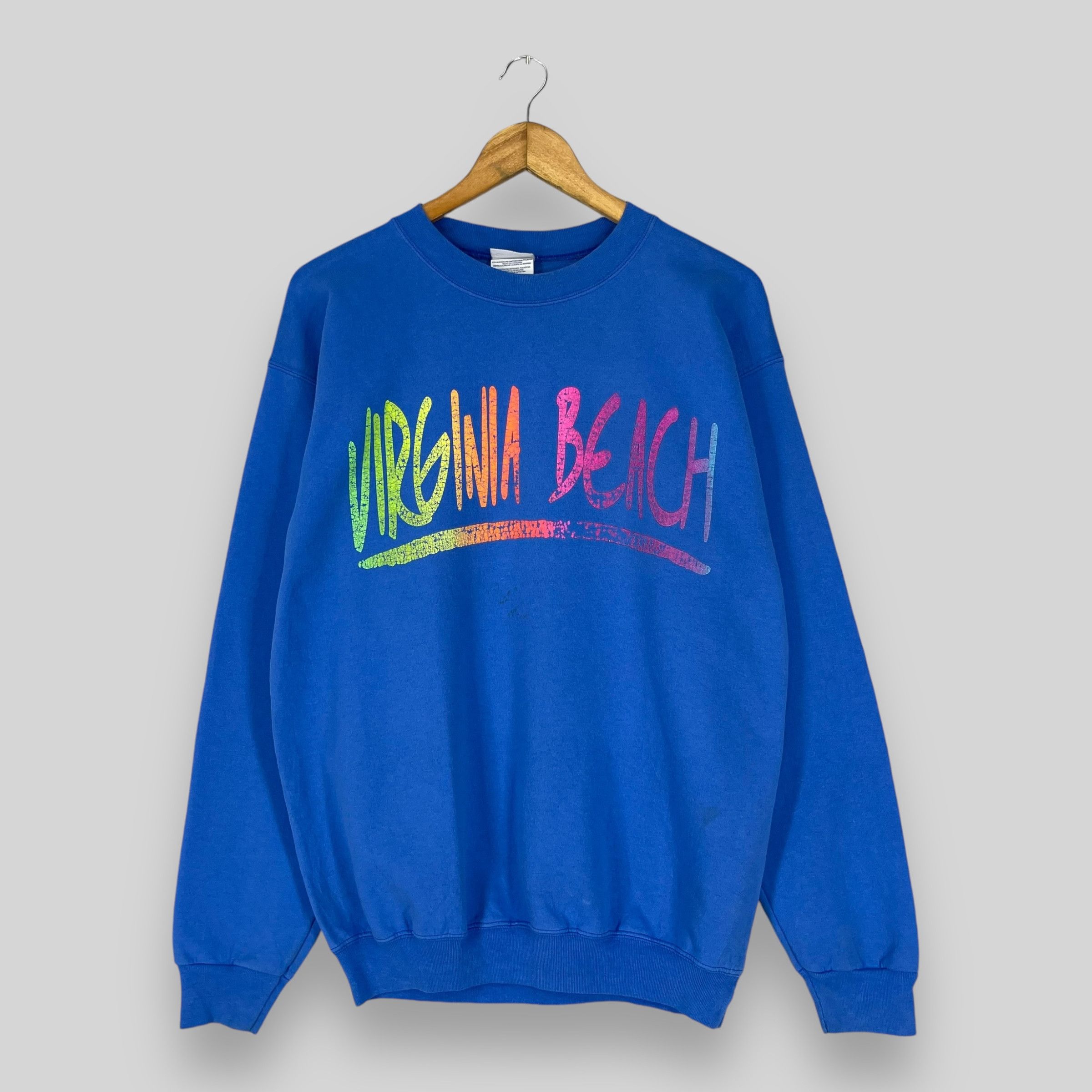 Vintage Vintage VIRGINIA BEACH Spellout Printed Sweatshirt Size US M / EU 48-50 / 2 - 1 Thumbnail